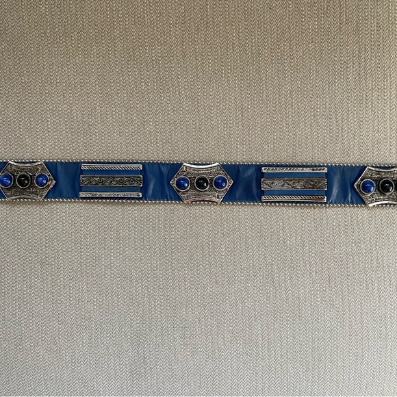 Vintage Leatherock Nina Arjani Genuine Leather Belt with Silver Accents - Picture 4 of 5